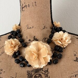 Joan Rivers Black and Cream Floral Necklace